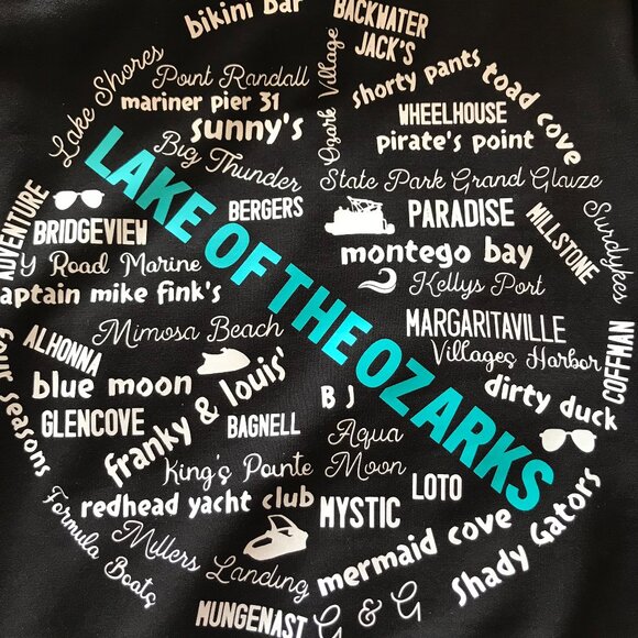 Lake of the Ozarks Hoodie, M: Upcycled Pullover Sweatshirt, Landmarks Marinas - Picture 12 of 14